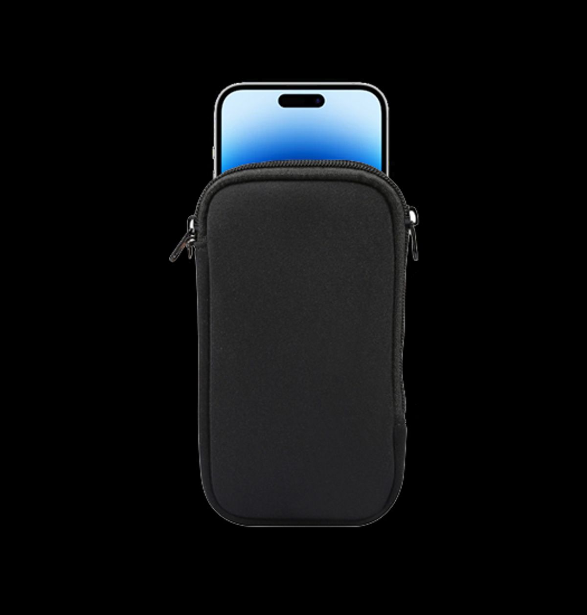 iPhone 14 Pro- Simple Nylon Sleeve Etui M. Lynlås - Jet Black