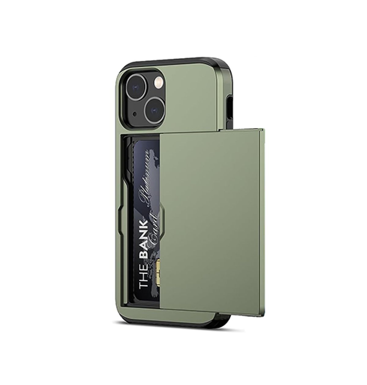 iPhone 15 - Deluxe&trade; Håndværker Cover M. Kortholder - Army