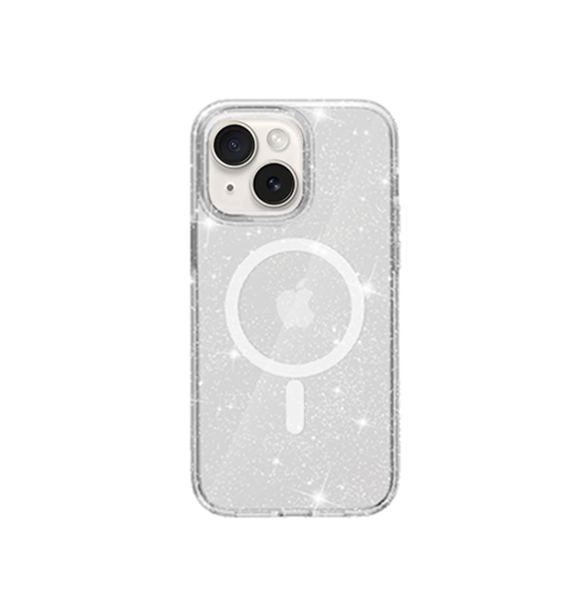 iPhone 15 Plus - DeLX&trade; Glitter Silikone Cover M. MagSafe- Sølv