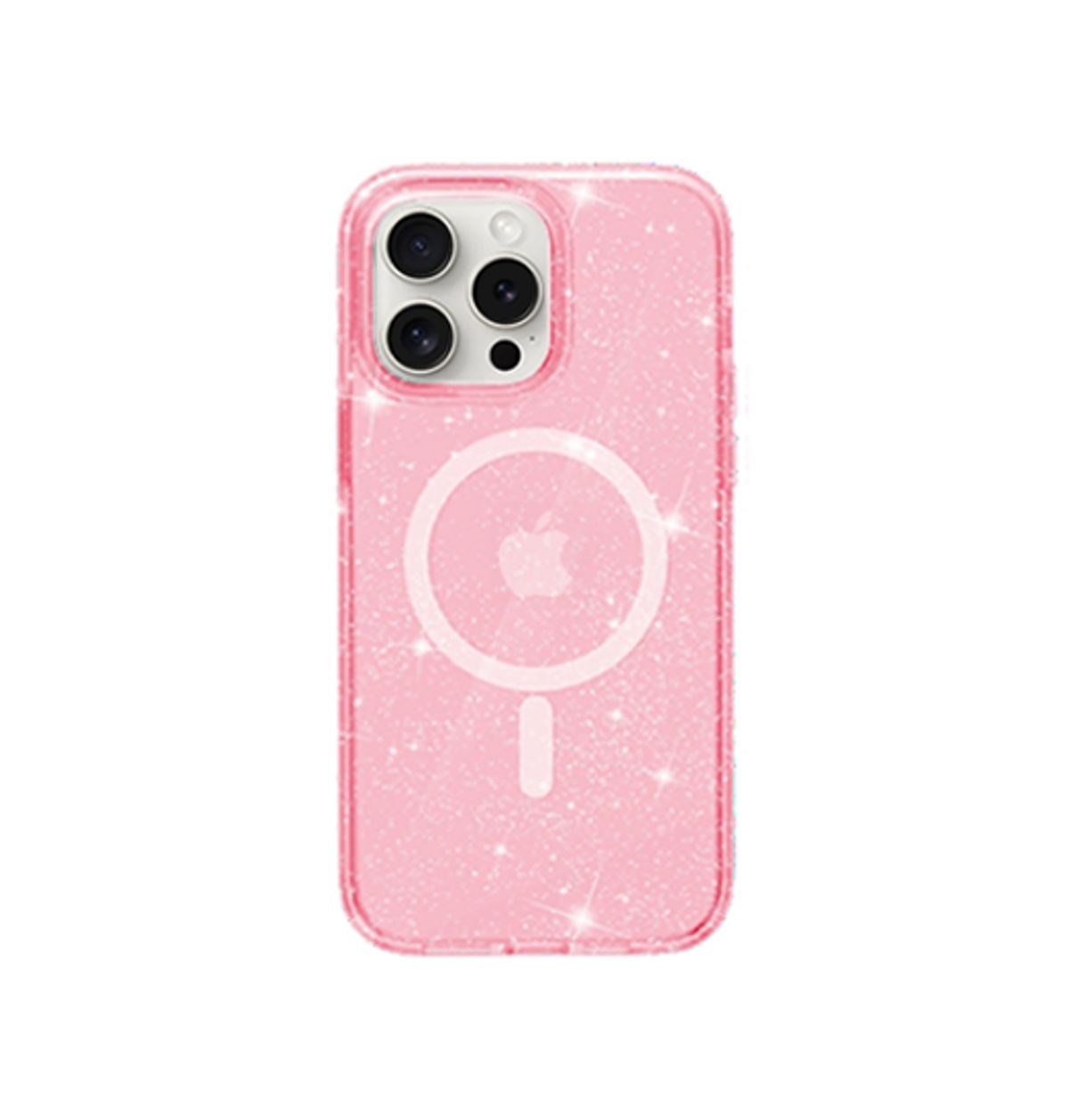 iPhone 15 Pro Max - DeLX&trade; Glitter Silikone Cover M. MagSafe - Pink