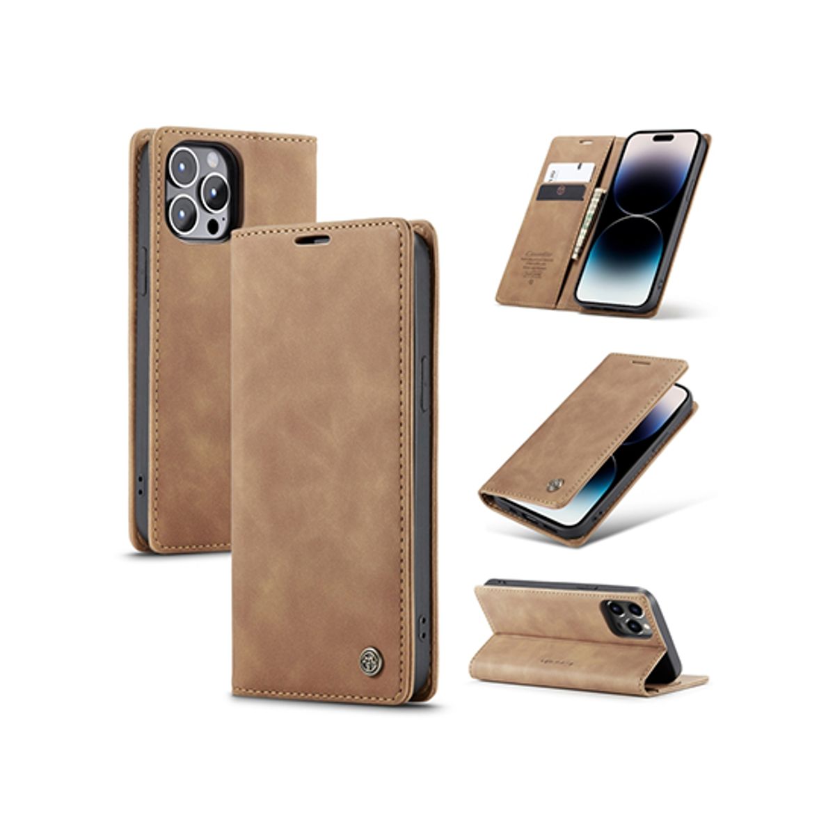 iPhone 16 Pro Max - CaseMe&trade; Noble Læder Etui / Pung - Brun