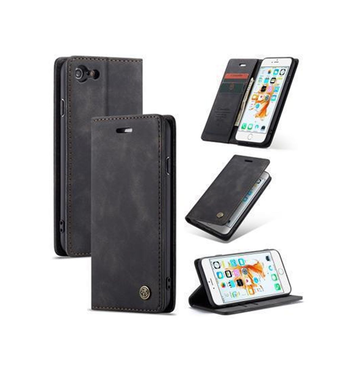 iPhone 6/6s - CaseMe&trade; Noble Læder Etui / Pung - Sort