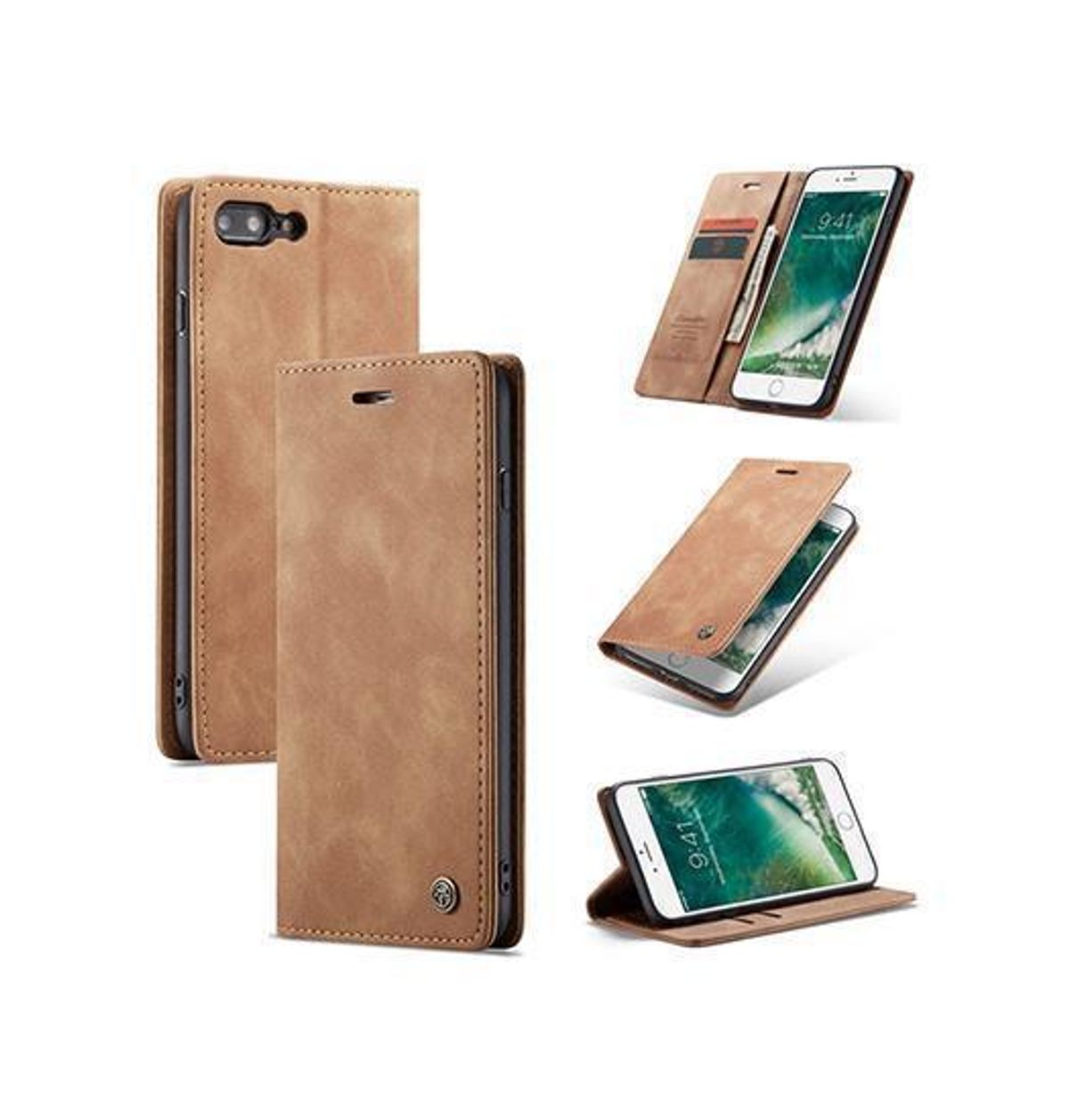 iPhone 7/8 Plus - CaseMe&trade; Noble Læder Etui / Pung - Brun