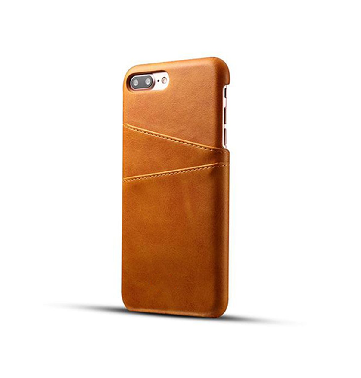 iPhone 7/8 Plus - NX Design Læder Bagcover Pung Lysebrun