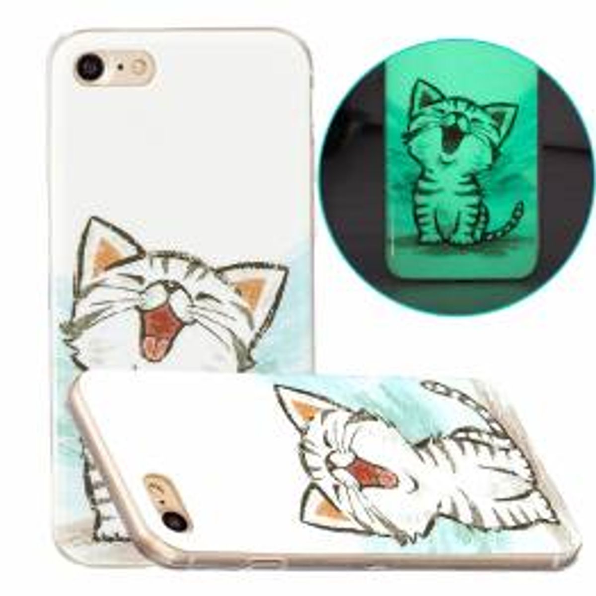 iPhone 7/8/SE 20/22 selvlysende cover - Glad kattekilling