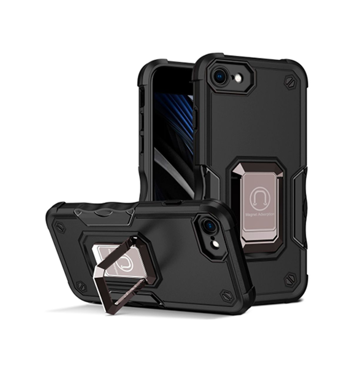 iPhone 7/8/SE(2020/2022) - PRO&trade; Armor Cover m. Ring Holder - Sort