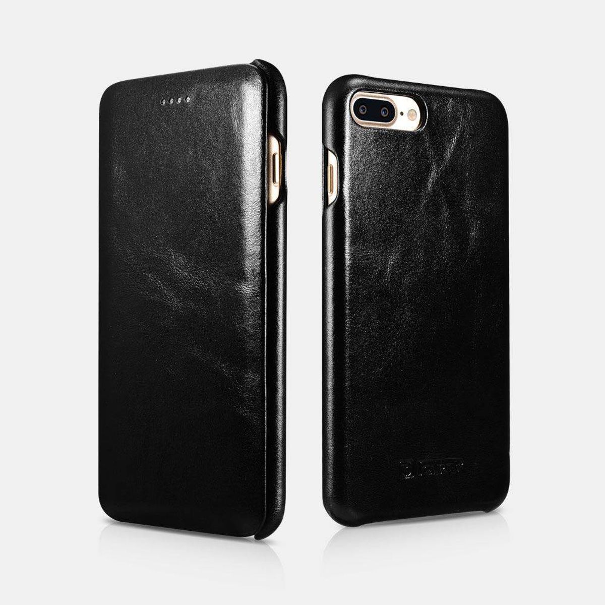 iPhone 8 Plus/7 Plus - ICARER Vintage ægte læder cover - Sort