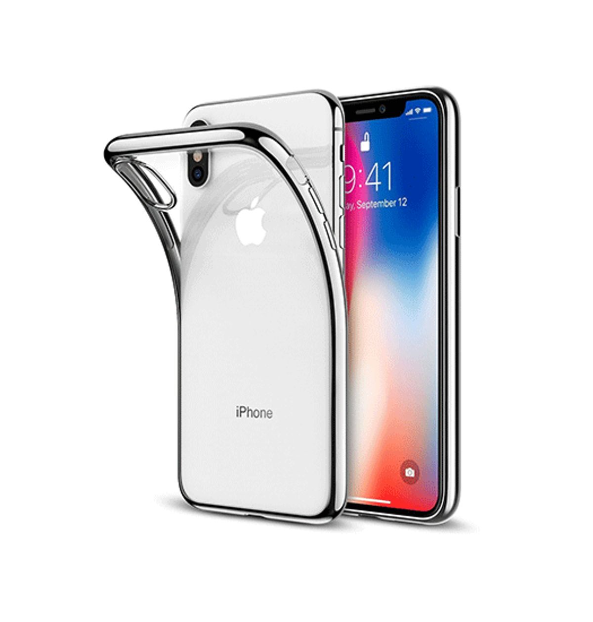 iPhone X/Xs - Deluxe&trade; Frame Silikone Cover - Sølv