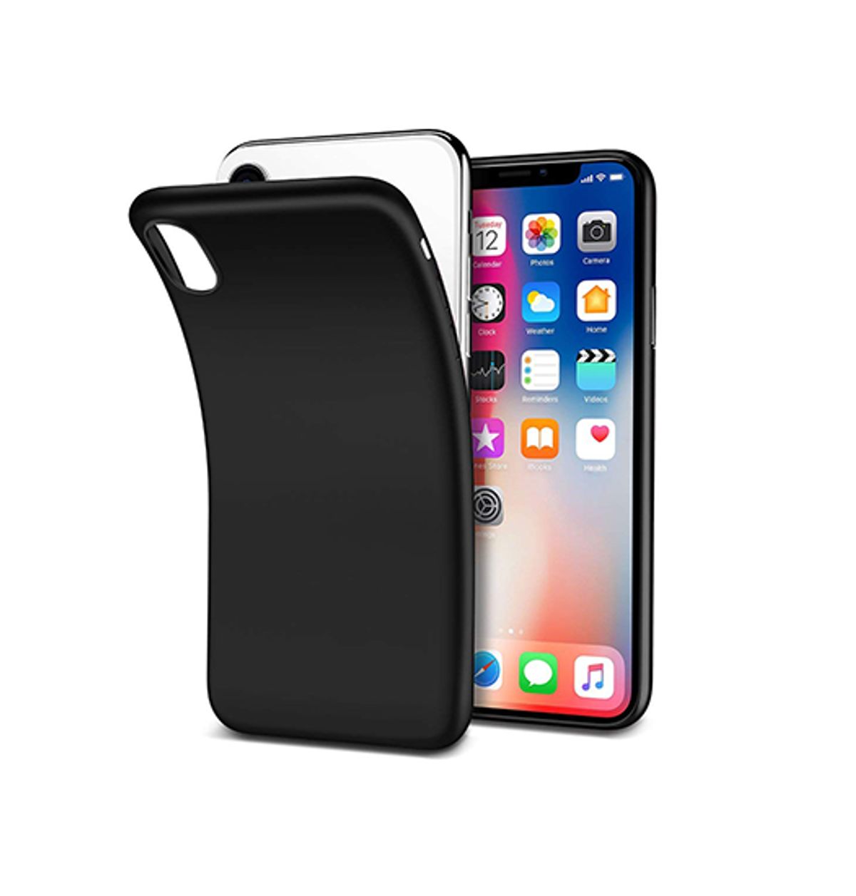 iPhone X/Xs - PRO+ Design Mat Slim Silikone Cover - Sort