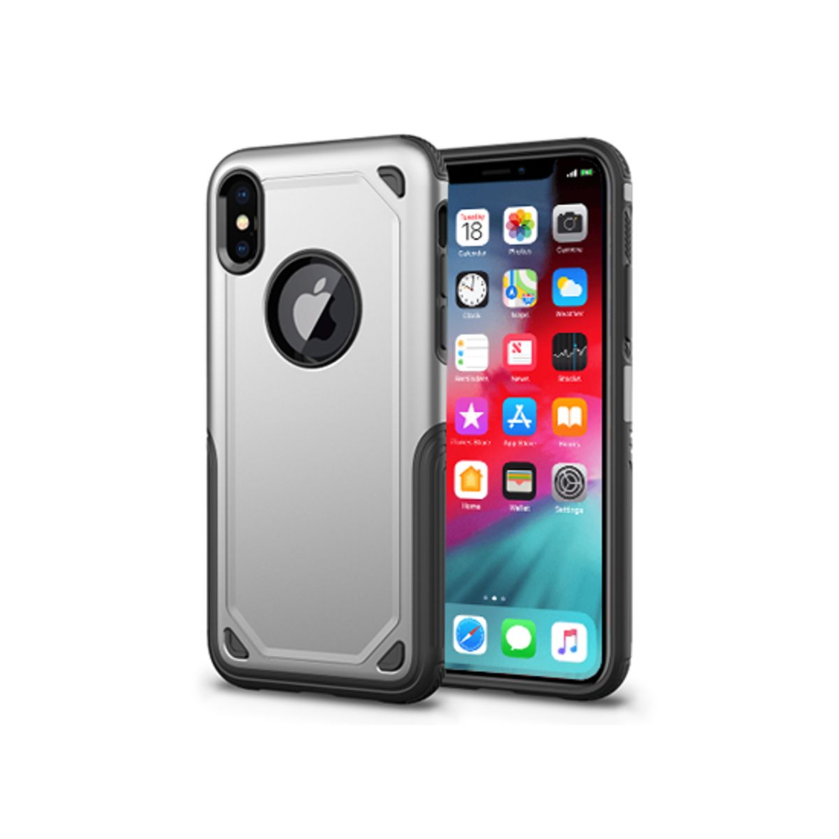 iPhone X/Xs - REALIKE&trade; Pro Stødsikkert Håndværker Cover - Sølv