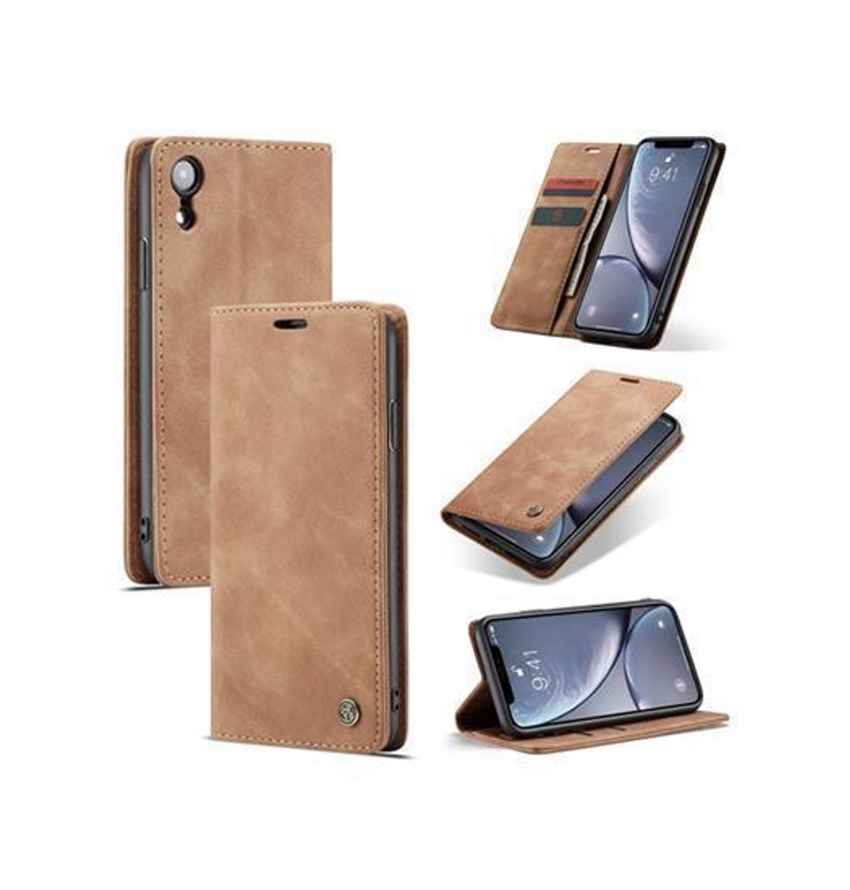 iPhone XR - CaseMe&trade; Noble Læder Etui / Pung - Brun