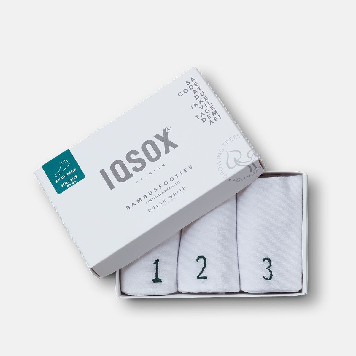 Iq Sox 3-pack Bambus Ankel Strømper White_41-44