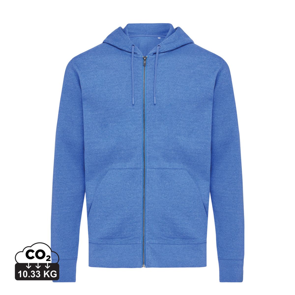 Iqoniq Abisko Hoodie med Lynlås i Genanvendt Bomuld, Heather Blue