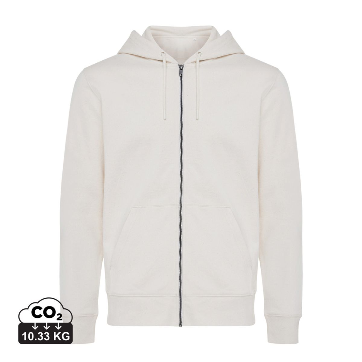 Iqoniq Abisko Hoodie med Lynlås i Genanvendt Bomuld, Natural raw