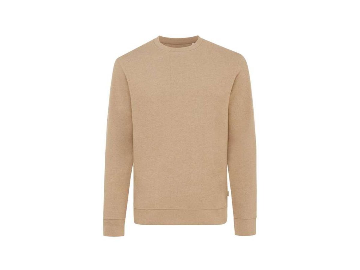 Iqoniq Denali Crew Neck i Ufarvet Genanvendt Bomuld, Heather Brown