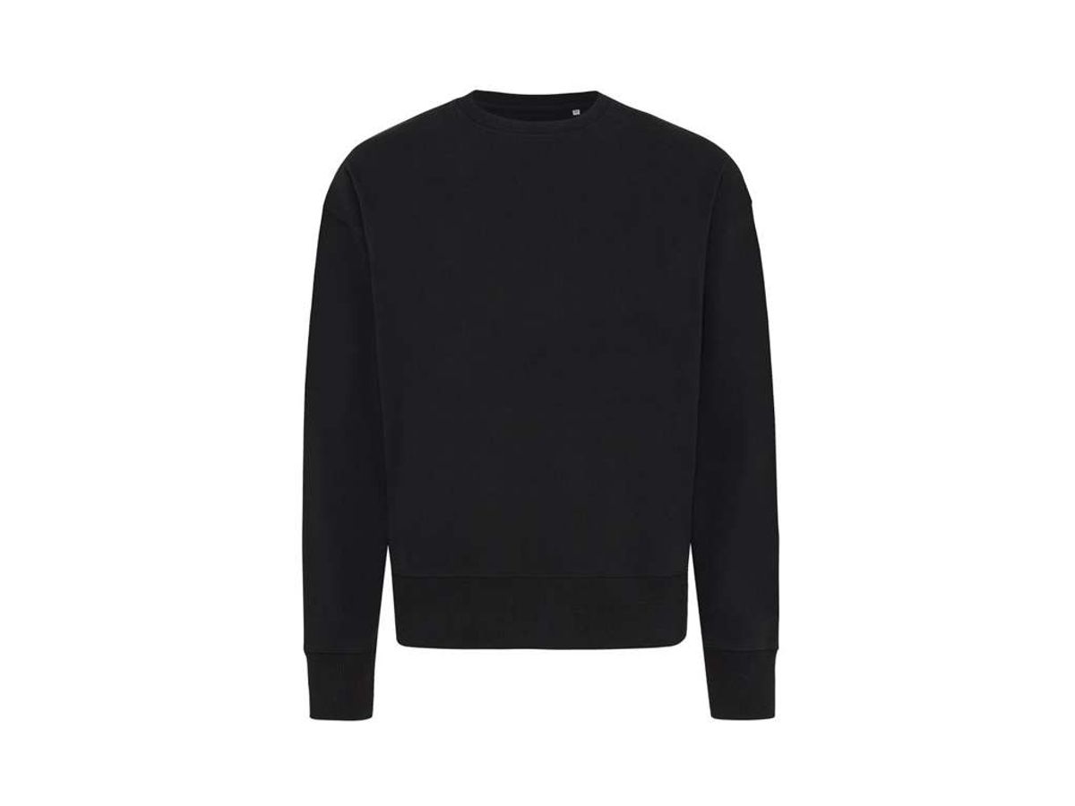 Iqoniq Kruger Afslappet Crew Neck i Genanvendt Bomuld, Sort