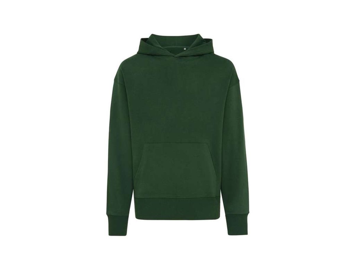 Iqoniq Yoho Afslappet Hoodie i Genanvendt Bomuld, Forest Green