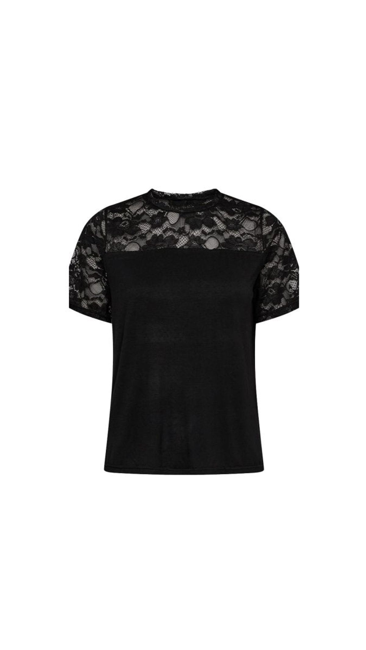 Isa Ss Lace Sleeve Tshirt Black XS