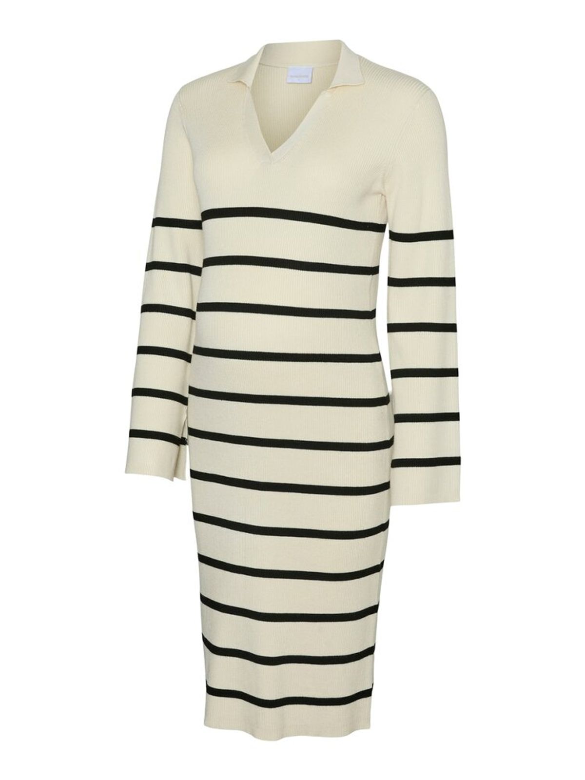 Isabell stripe langærmet strik kjole - BIRCH - XL