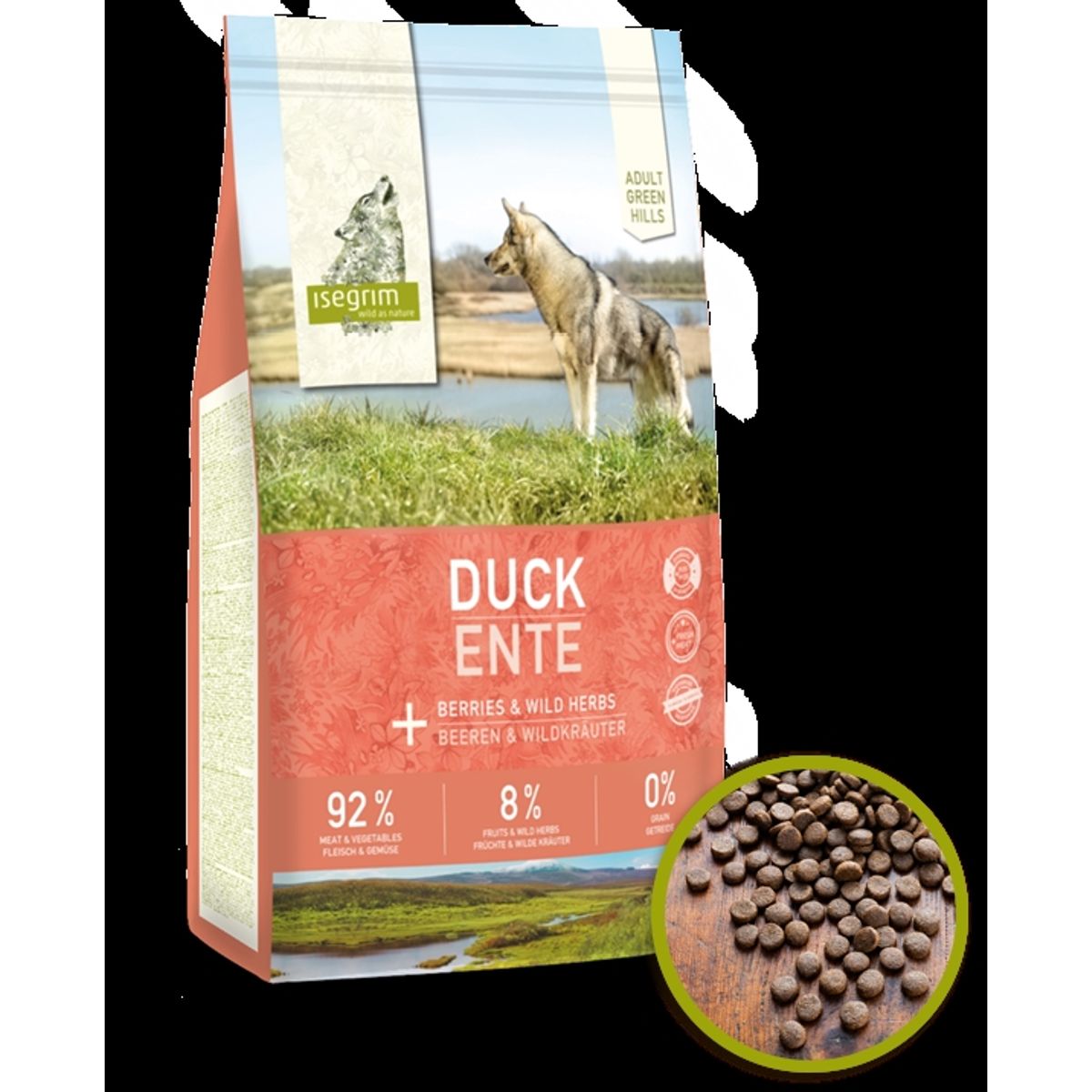 Isegrim Adult Green Hills tørfoder, Duck, 12 kg