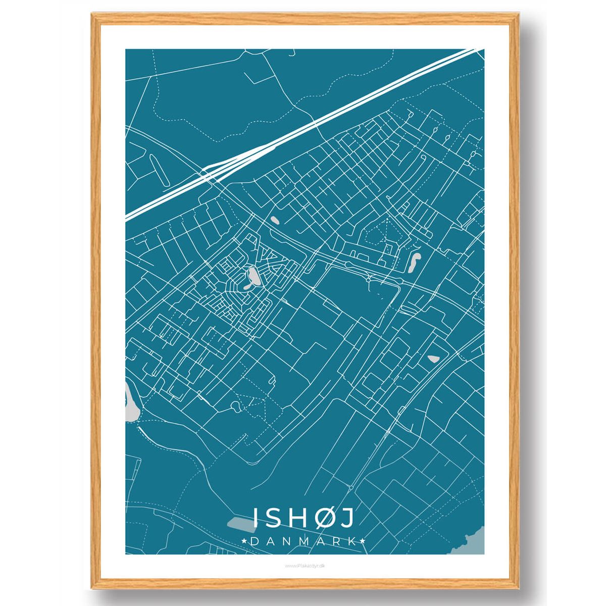 Ishøj by plakat - blå (Størrelse: M - 30x40cm)