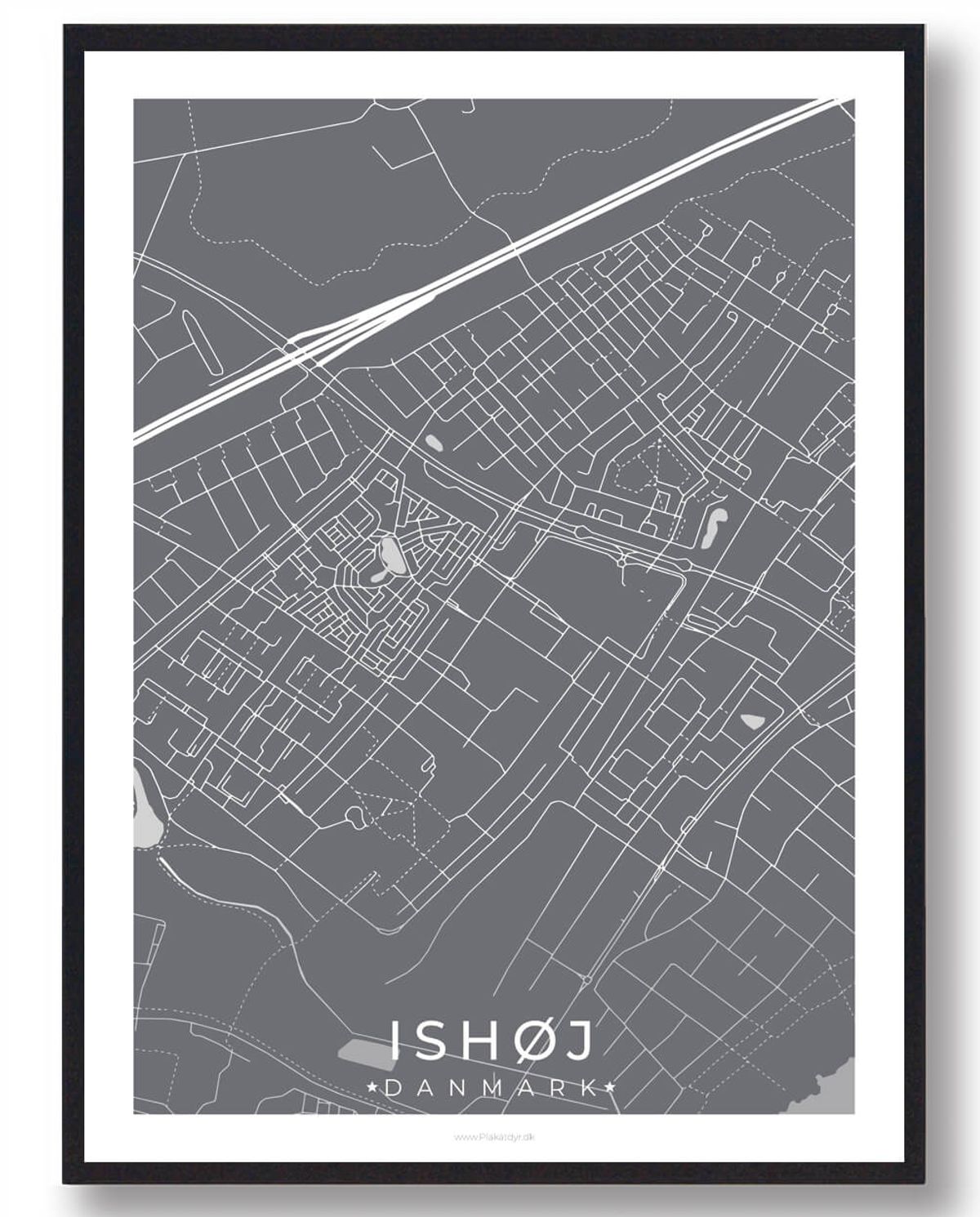 Ishøj by plakat - grå (Størrelse: L - 50x70cm (B2))