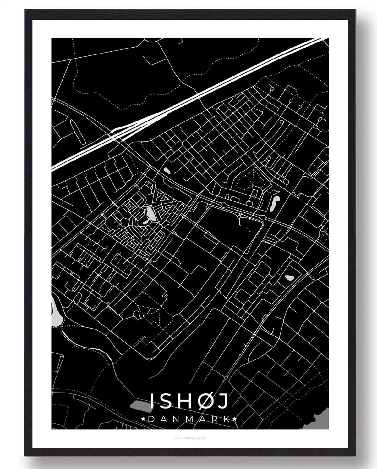 Ishøj by plakat - sort (Størrelse: L - 50x70cm (B2))