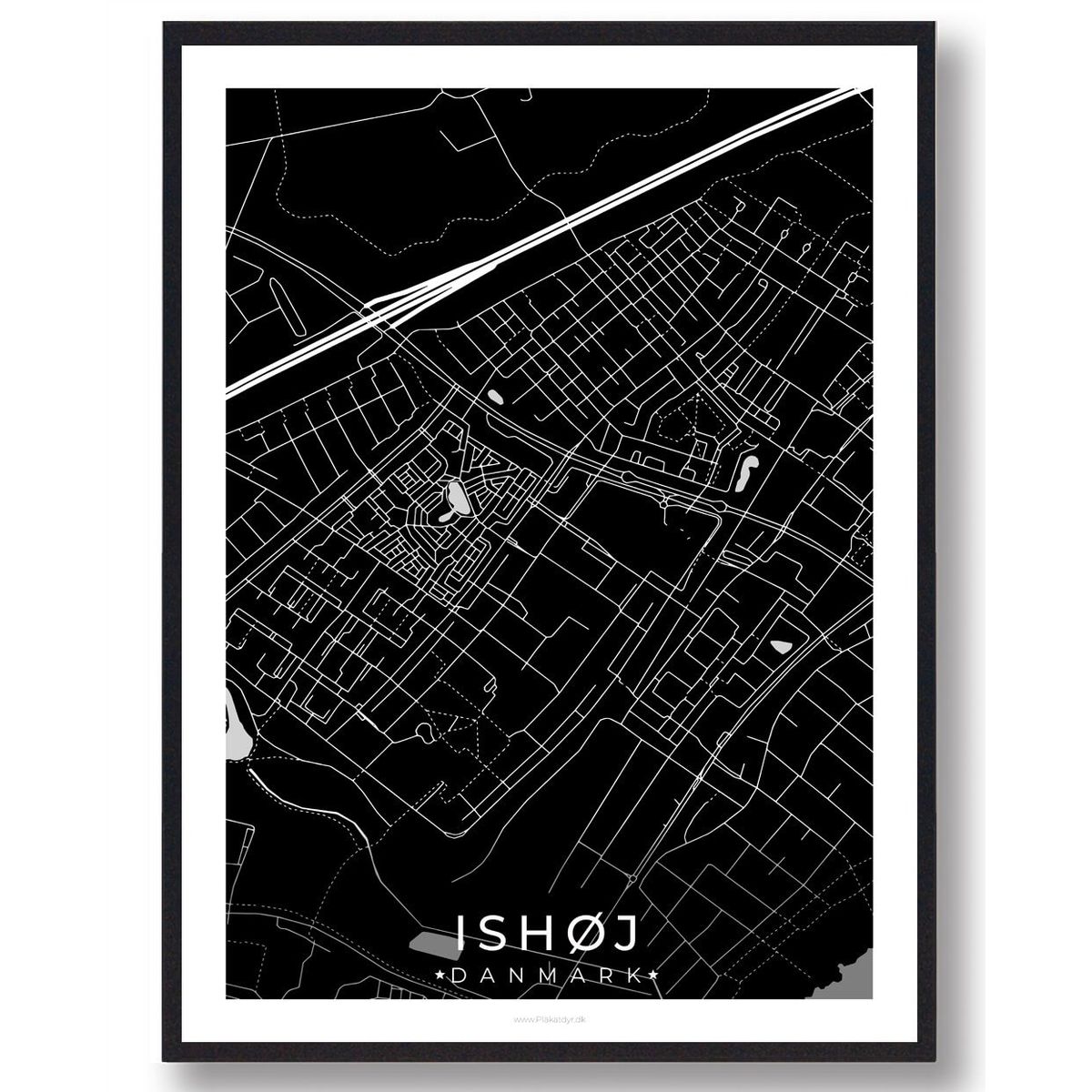 Ishøj by plakat - sort (Størrelse: M - 30x40cm)