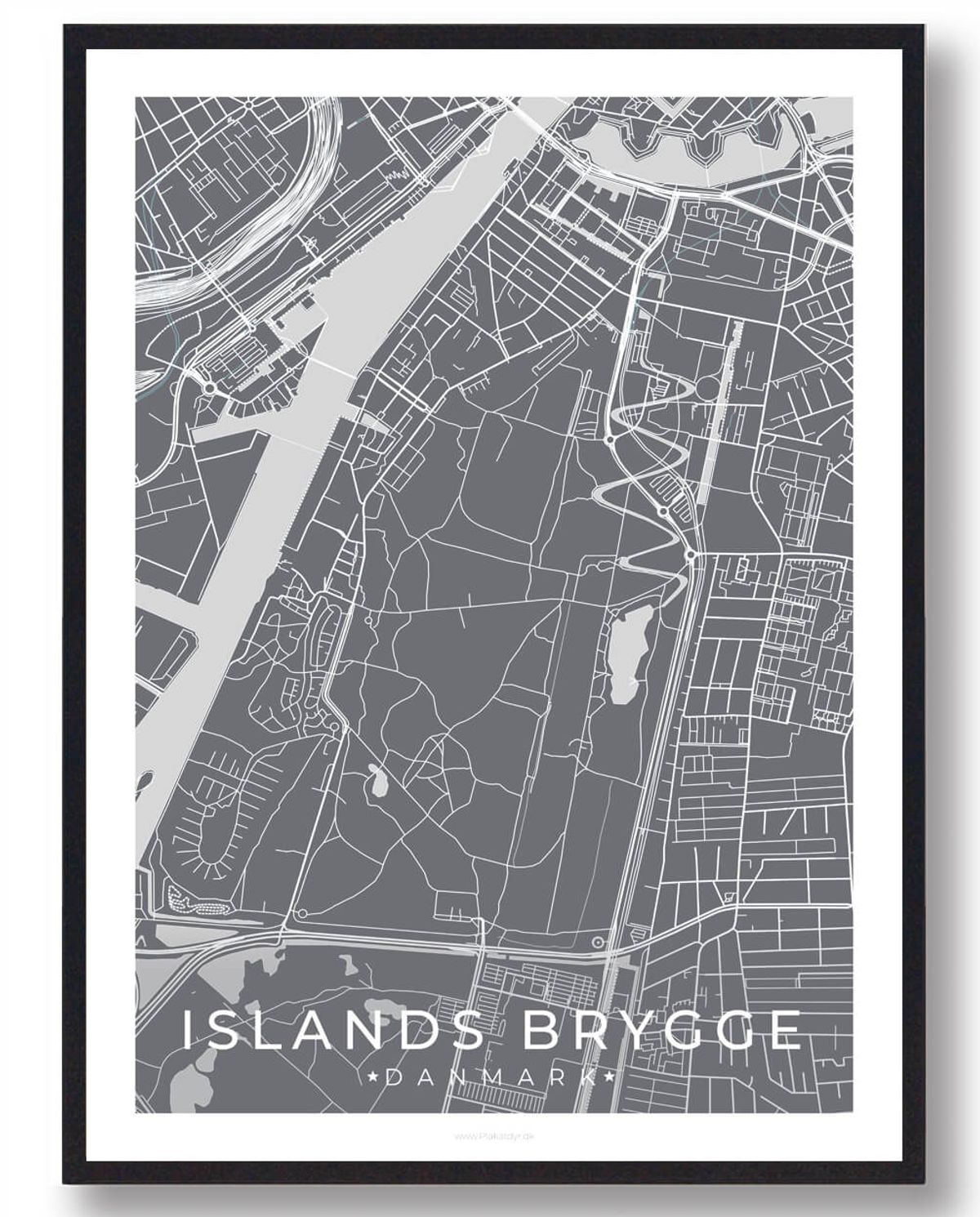 Islands Brygge by plakat - grå (Størrelse: L - 50x70cm (B2))