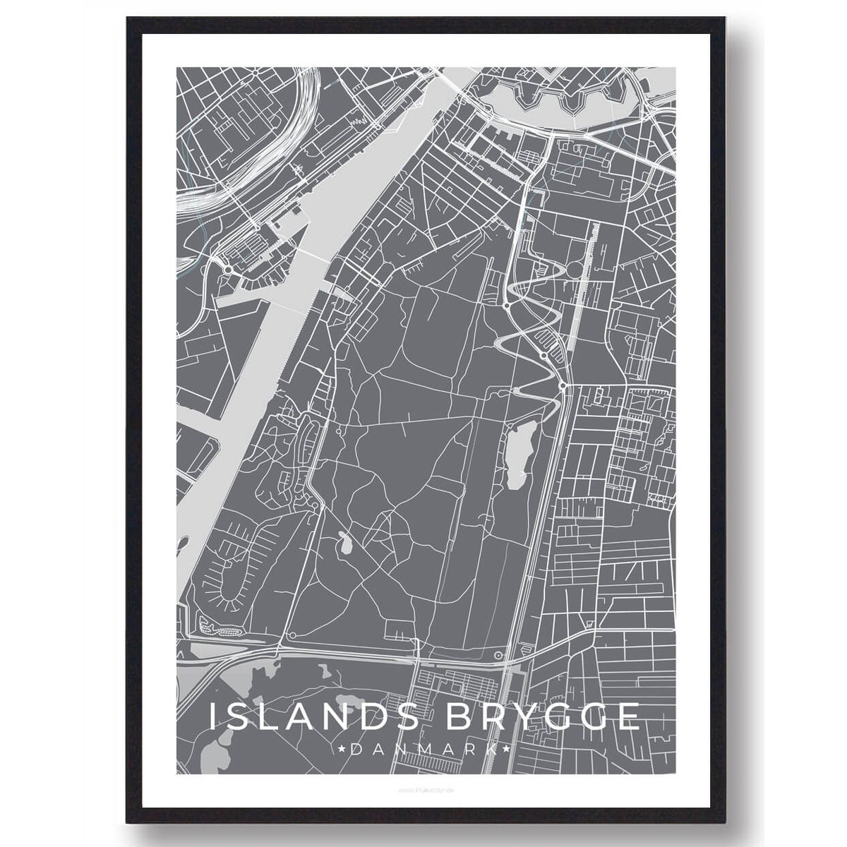 Islands Brygge by plakat - grå (Størrelse: S - 21x29,7cm (A4))