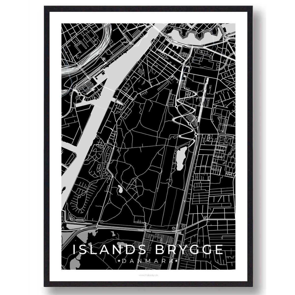 Islands Brygge by plakat - sort (Størrelse: XS - 15x21cm (A5))