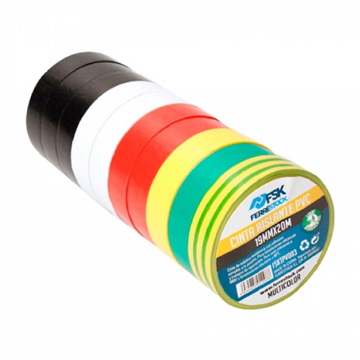 Isoleringstape Multifarvet 20m x 19mm - 10stk - Universal - Elektrikertape - Tape til ledning