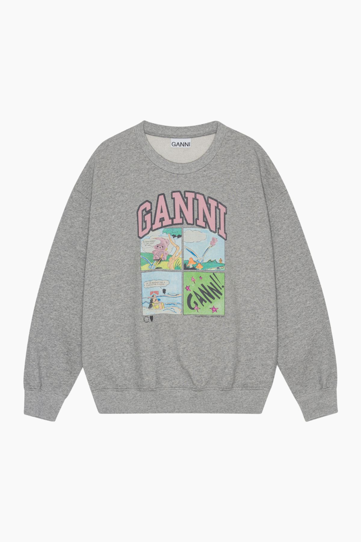 Isoli BD Oversized Sweatshirt T4284 - Paloma Melange - GANNI - Grå L/XL