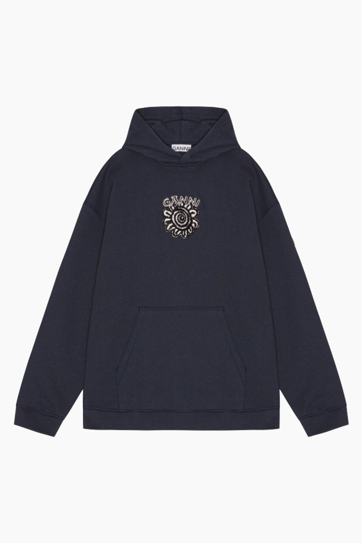 Isoli Flower Oversized Hoodie T3712 - Sky Captain - GANNI - Navy S/M