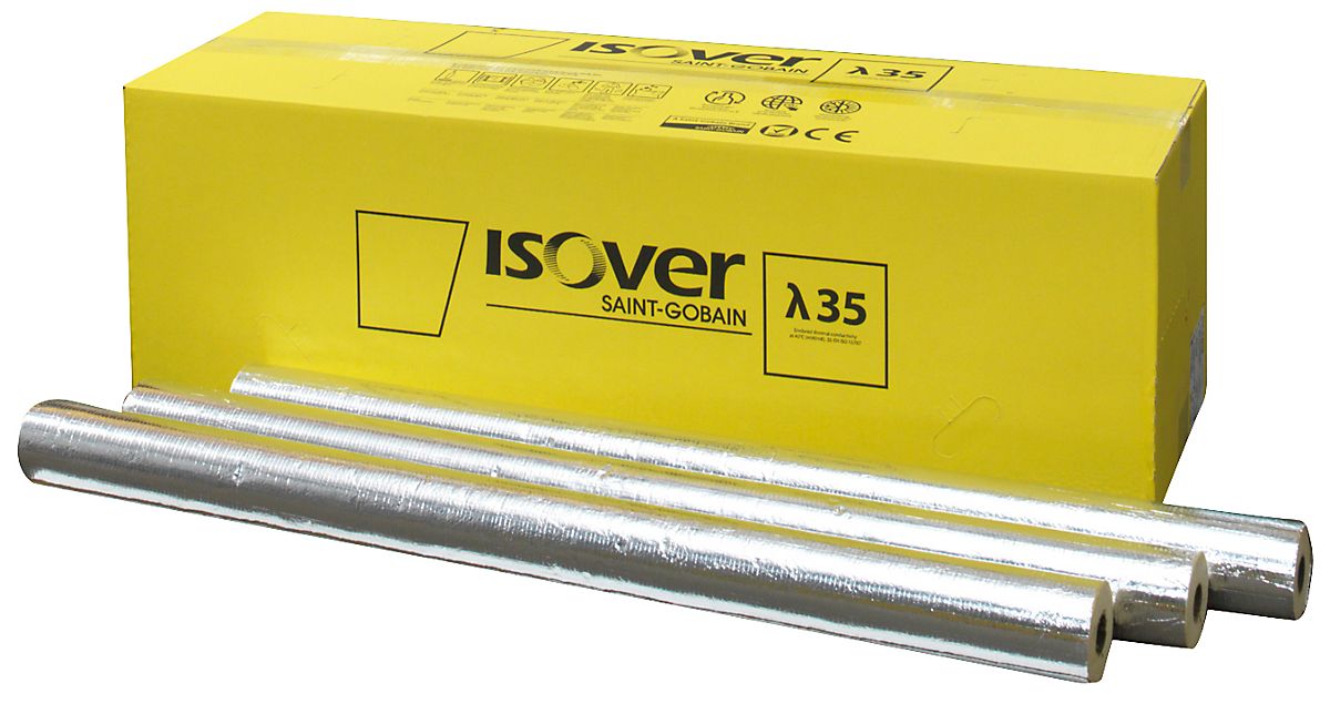 ISOVER Alu 2 (TapeLock rørskål) 114x30 mm, 1,2mtr. m/alu-folie, max. 500°C. Med tape