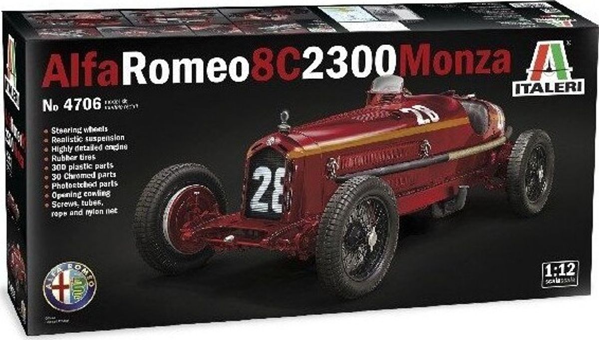 Italeri - Alfa Romeo 8c 2300 Monza Sportsvogn Byggesæt - 1:12 - 4706