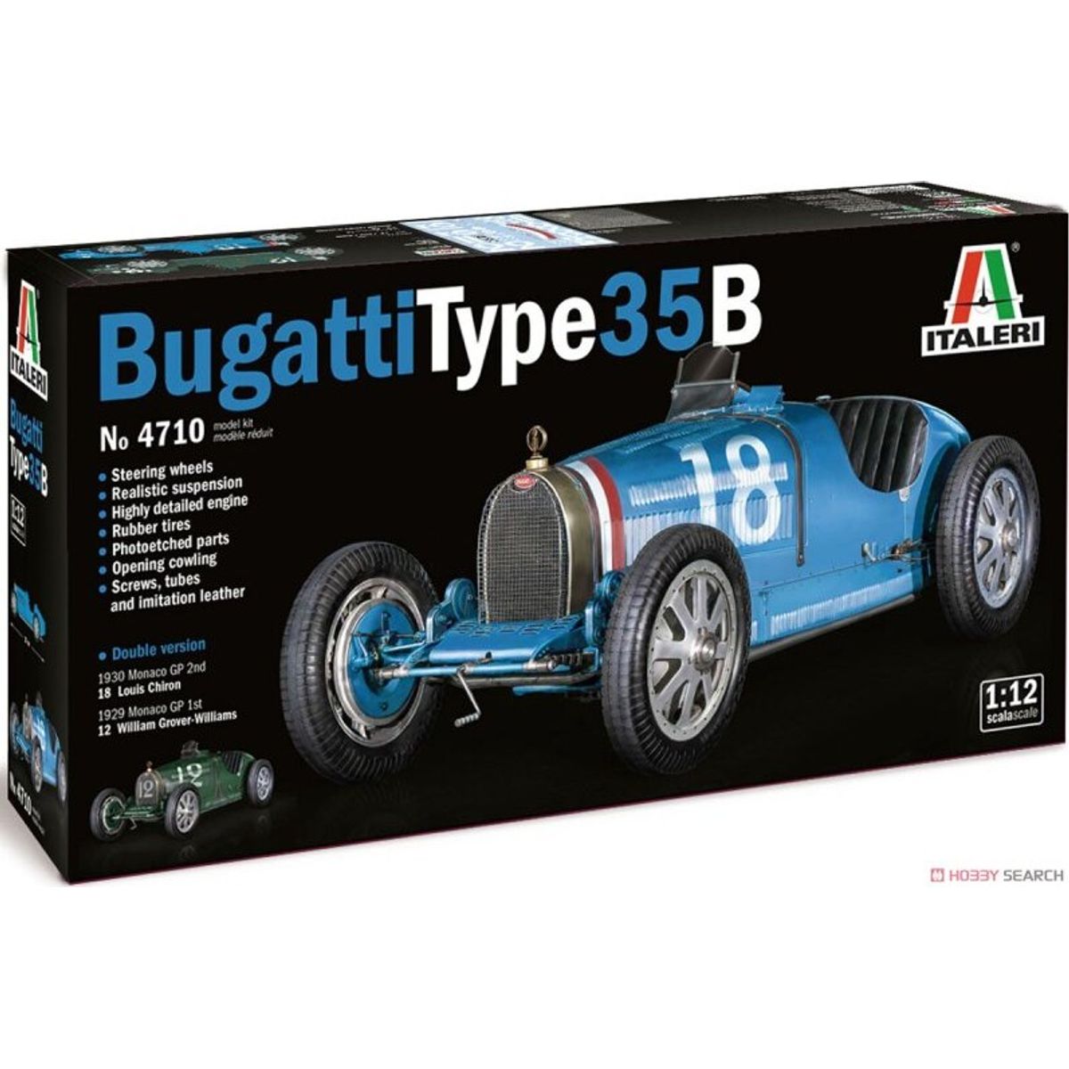 Italeri - Bugatti Type 35 Bil Byggesæt - 1:12 - 4710