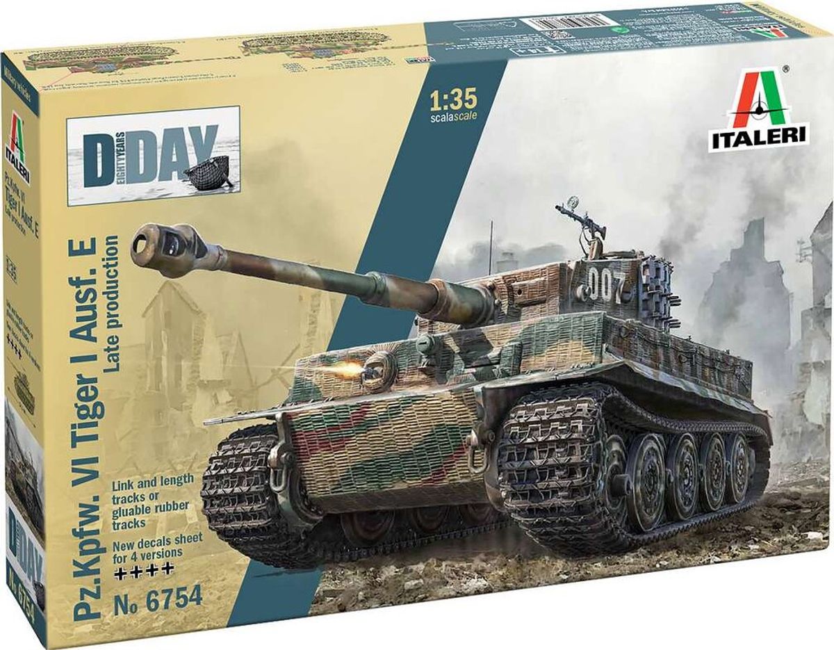 Italeri - D-day - Pz.kpfw. Vi Tiger I Ausf. E Byggesæt - 1:35 - 6754s