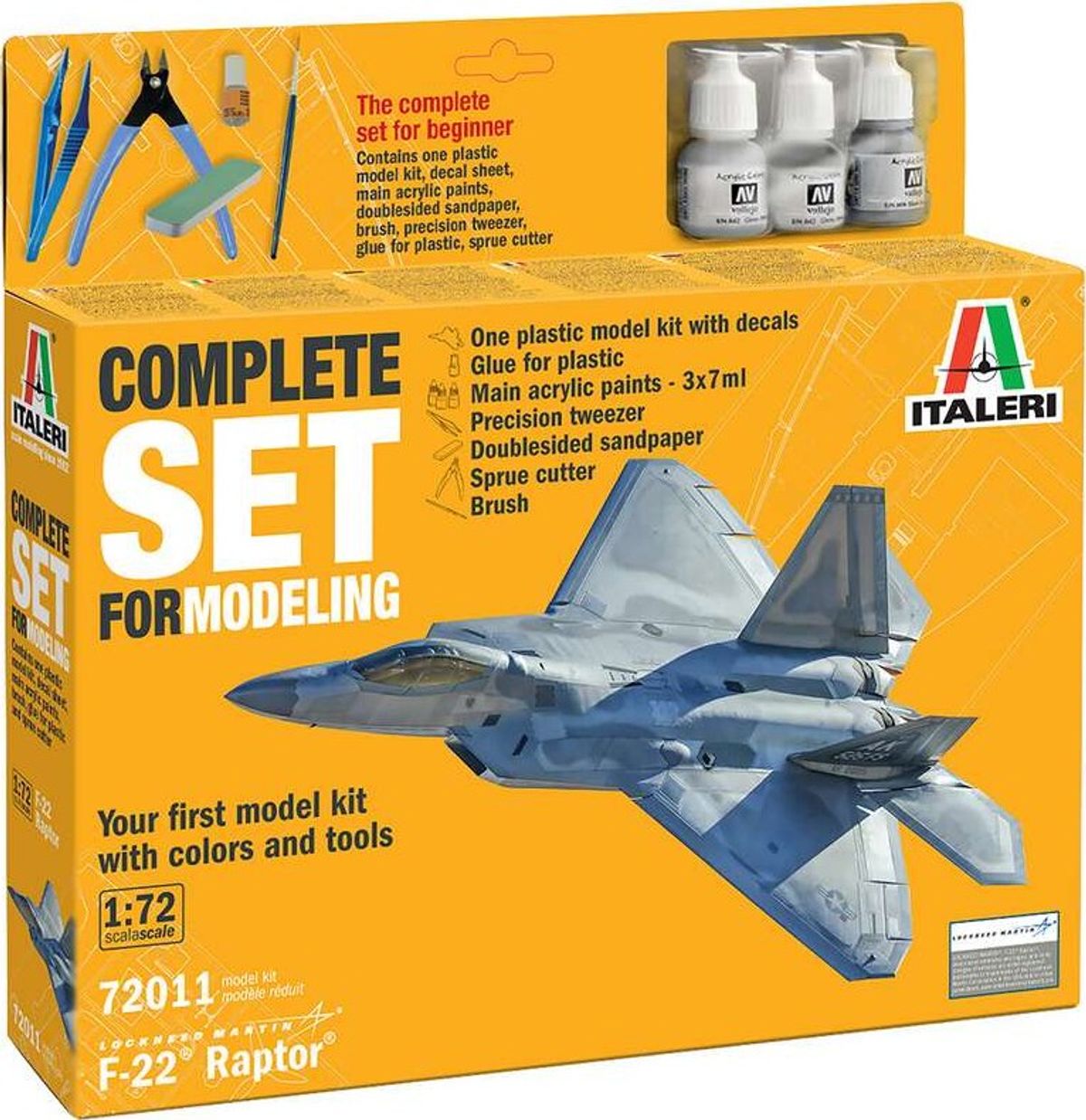 Italeri - F-22 Raptor Model Fly Byggesæt - 1:72 - 72011