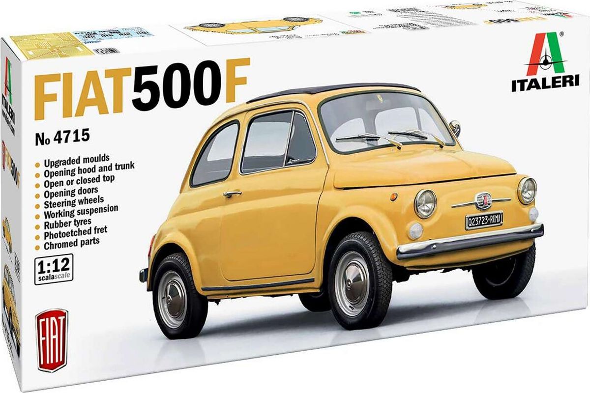 Italeri - Fiat 500 F 1968 Bil Byggesæt - 1:12 - 4715s