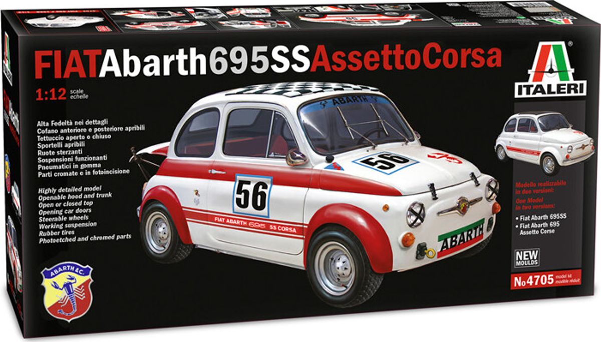 Italeri - Fiat Abarth 695 Ss Assetto Corsa Bil Byggesæt - 1:12 - 4705