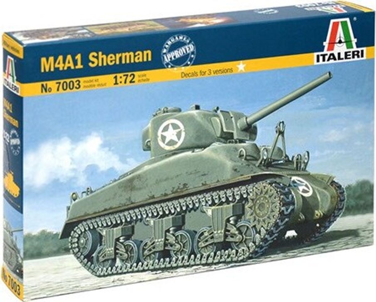 Italeri - M4a1 Sherman Model Tank Byggesæt - 1:72 - 7003