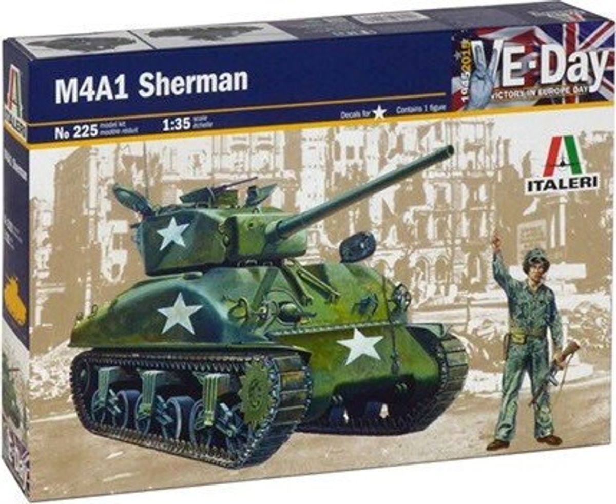 Italeri - M4a1 Sherman Tank Byggesæt - 1:35 - 225