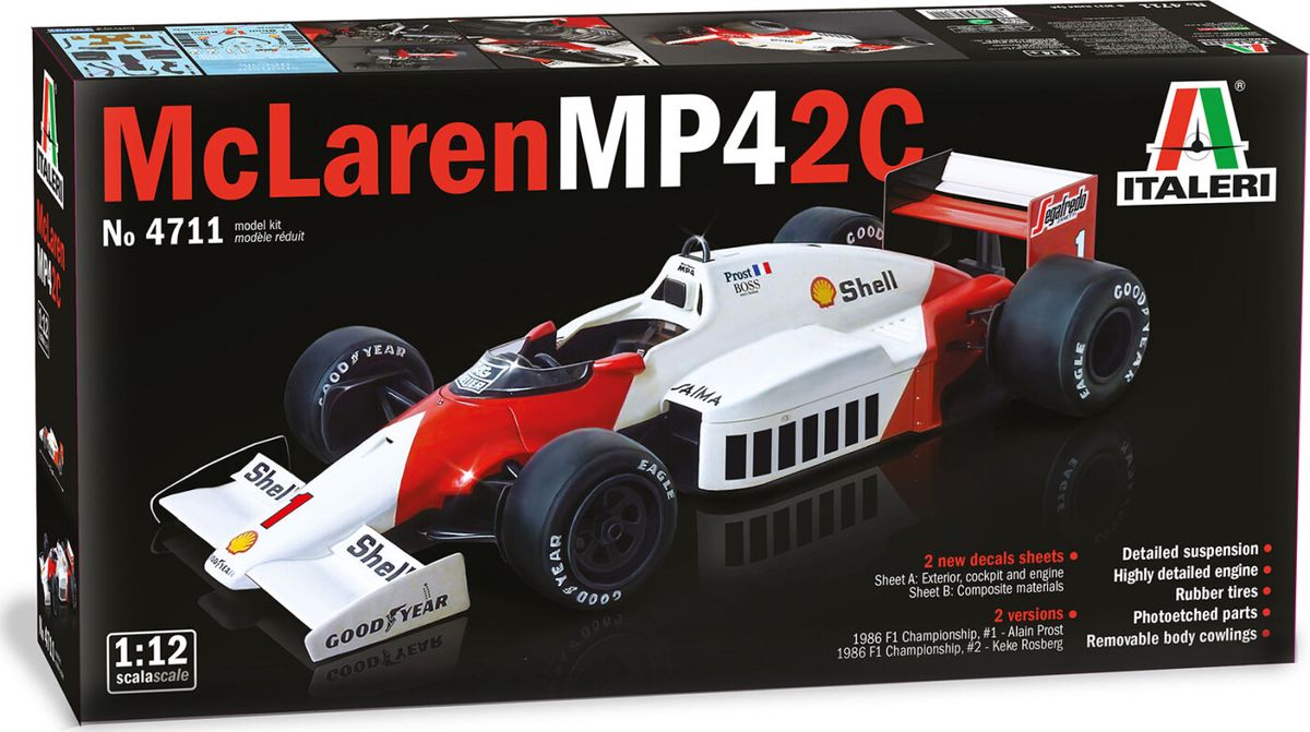 Italeri - Mclaren Prost Rosberg Model Bil Byggesæt - 1:12 - 4711