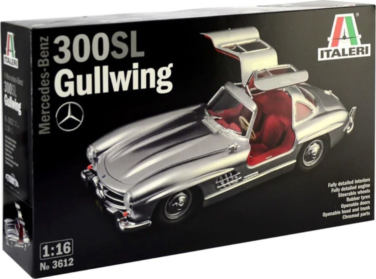 Italeri - Mercedes Benz 300sl Gullwing Bil Byggesæt - 1:16 - 3612