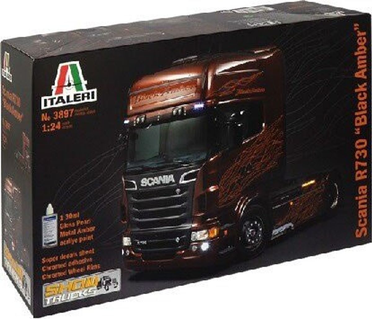 Italeri - Scania R730 Black Amber Lastbil Byggesæt - 1:24 - 3897