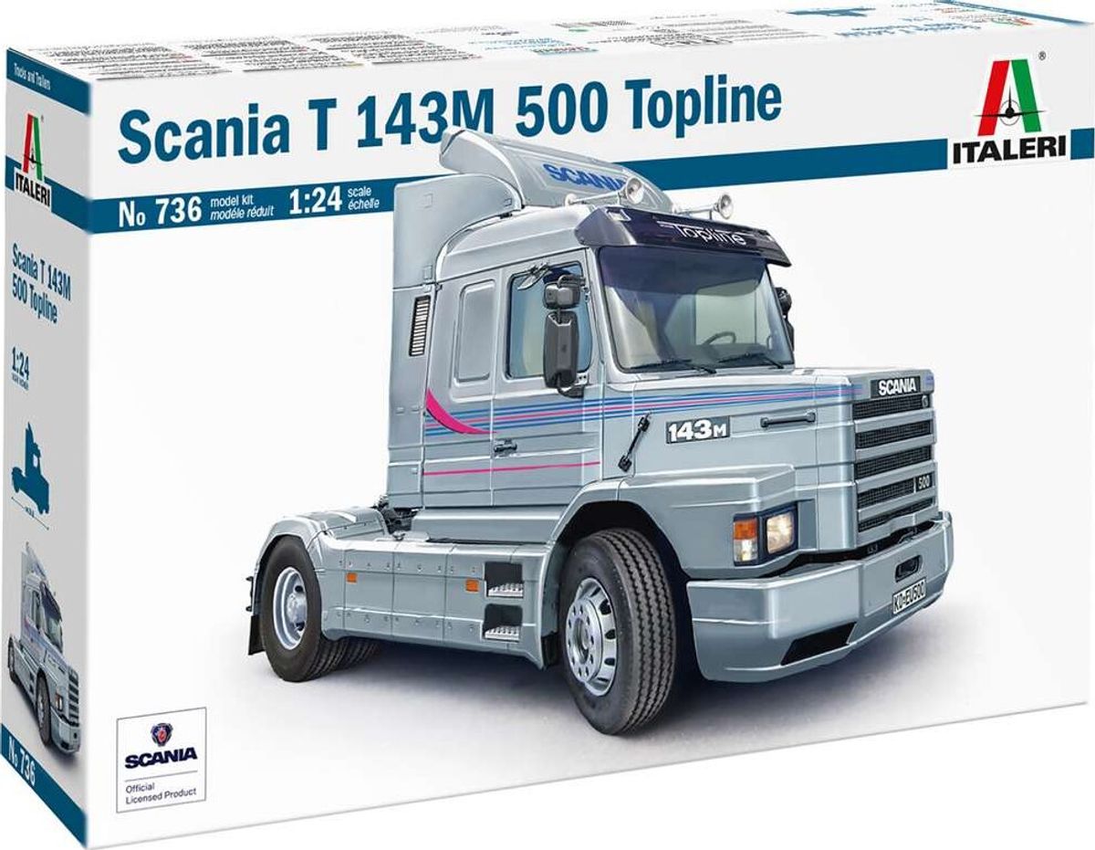 Italeri - Scania T 143m 500 Topline Lastbil Byggesæt - 1:24 - 0736