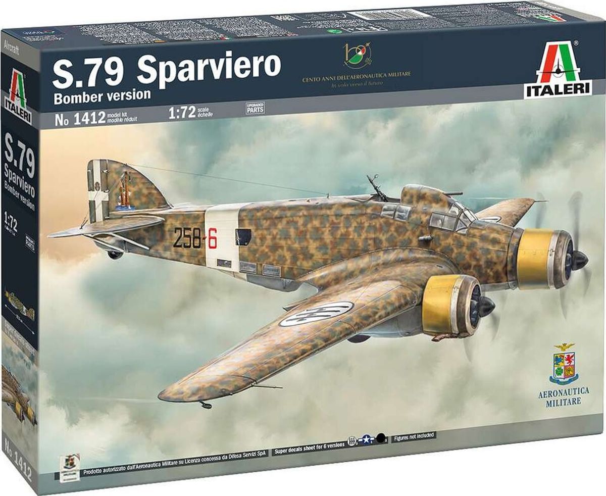 Italeri - Sm-79 Sparviero Bomber Version - 1:72 - 1412s