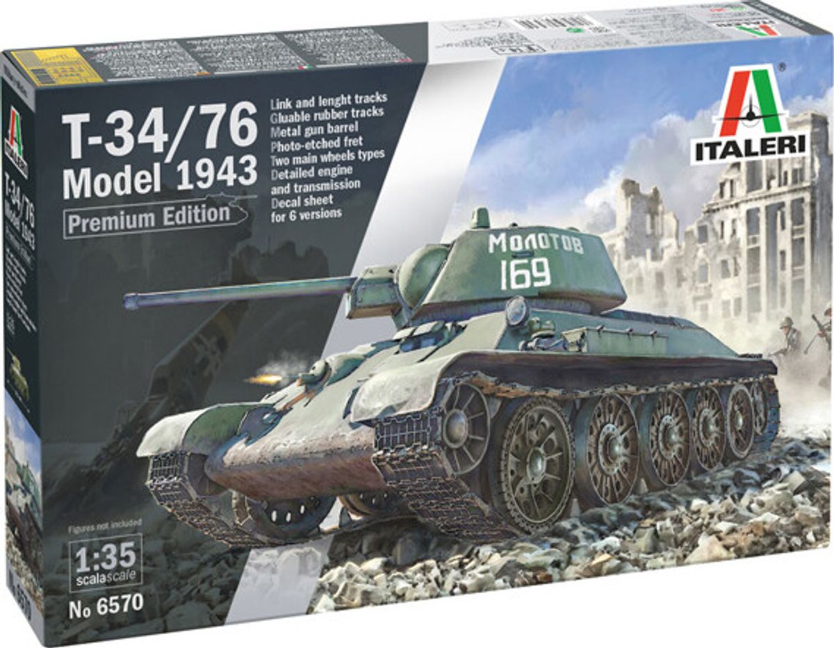 Italeri - T-34/76 Model 1943 Tank Byggesæt - 1:35 - 6570