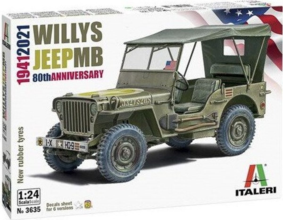 Italeri - Willys Jeep Bil Byggesæt - 1:24 - 3635